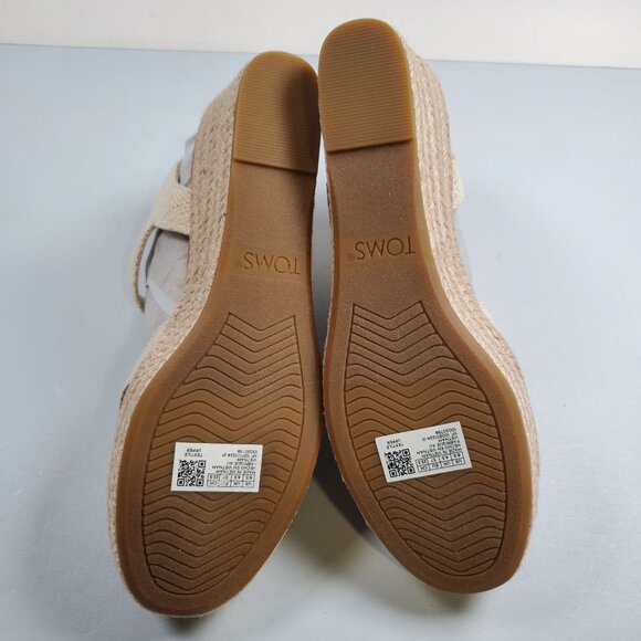 Toms Audrey Wedge Sandals Women Size US 6.5 NWT Strappy Metallic Natural - Picture 7 of 14